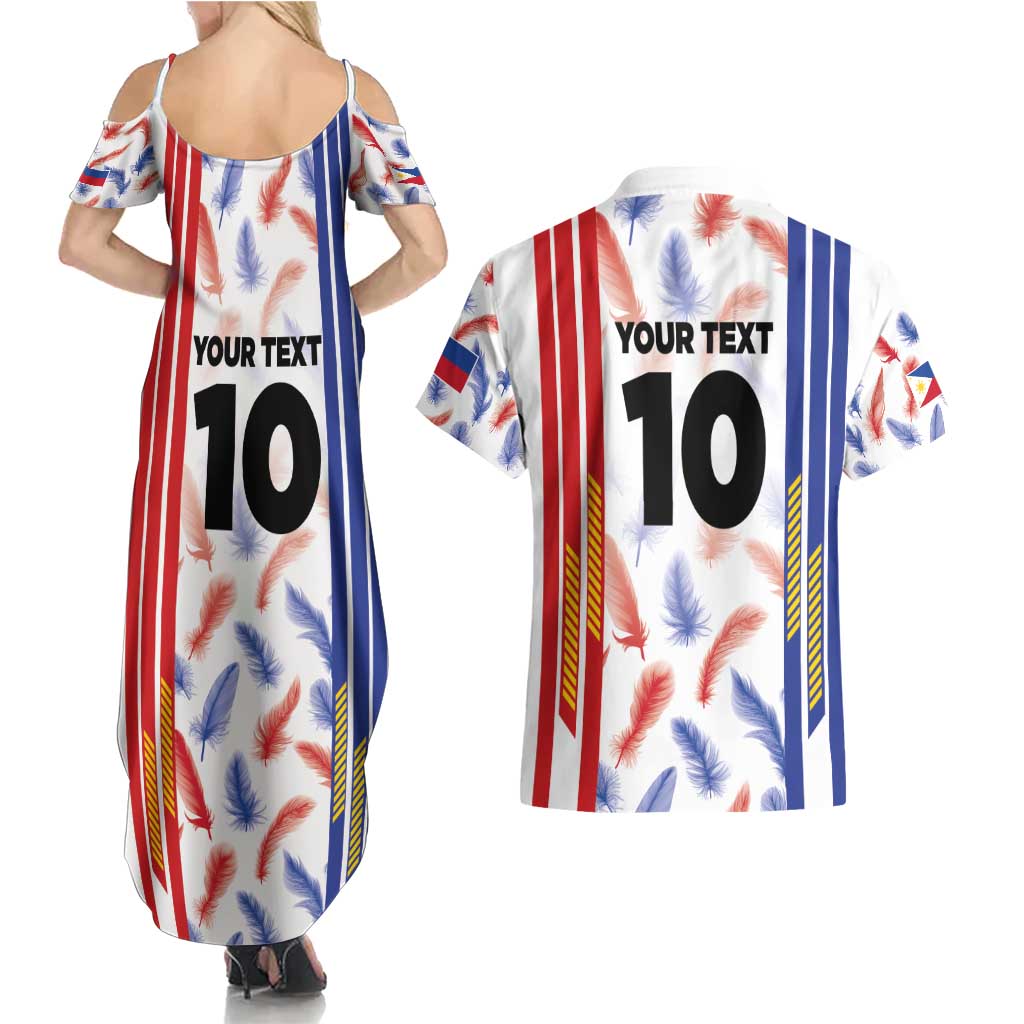 Custom Philippines Champions Football Jersey Couples Matching Summer Maxi Dress and Hawaiian Shirt - Wonder Print Shop