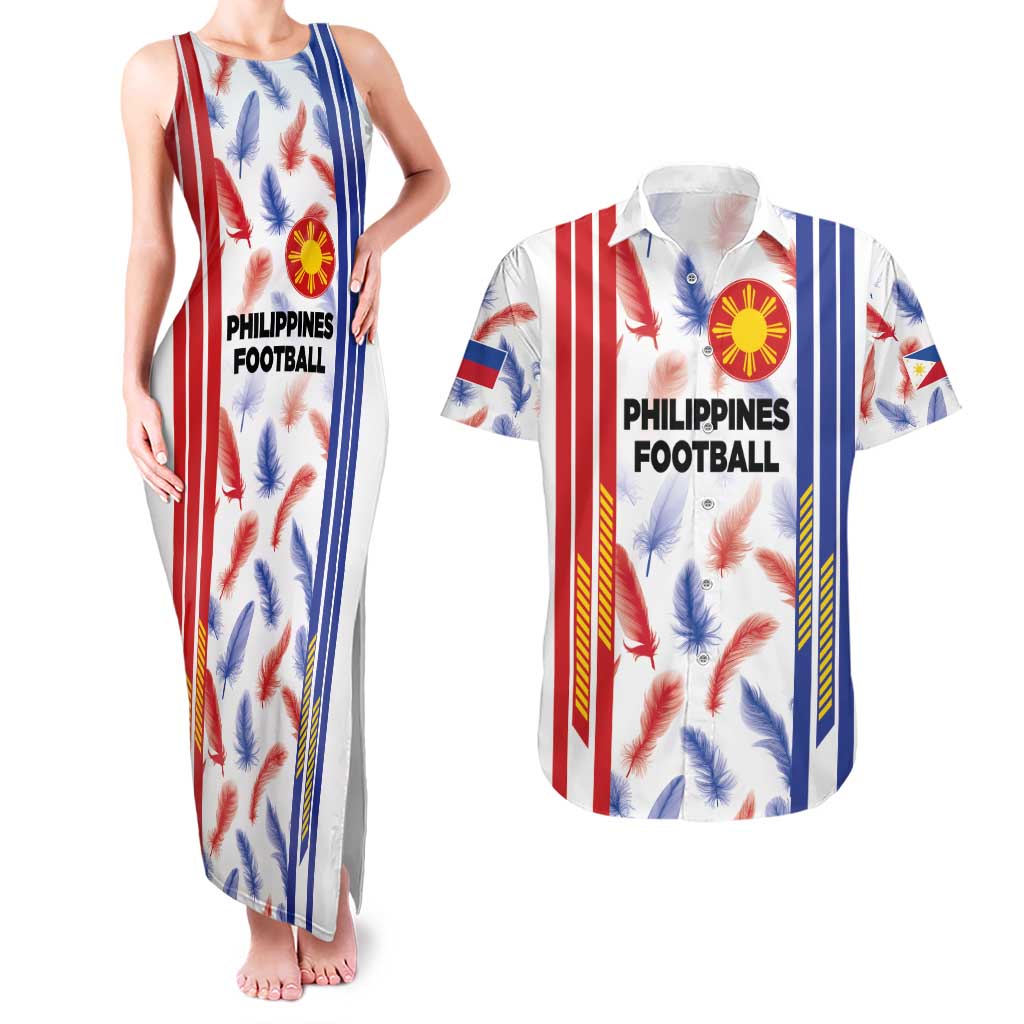 Custom Philippines Champions Football Jersey Couples Matching Tank Maxi Dress and Hawaiian Shirt - Wonder Print Shop