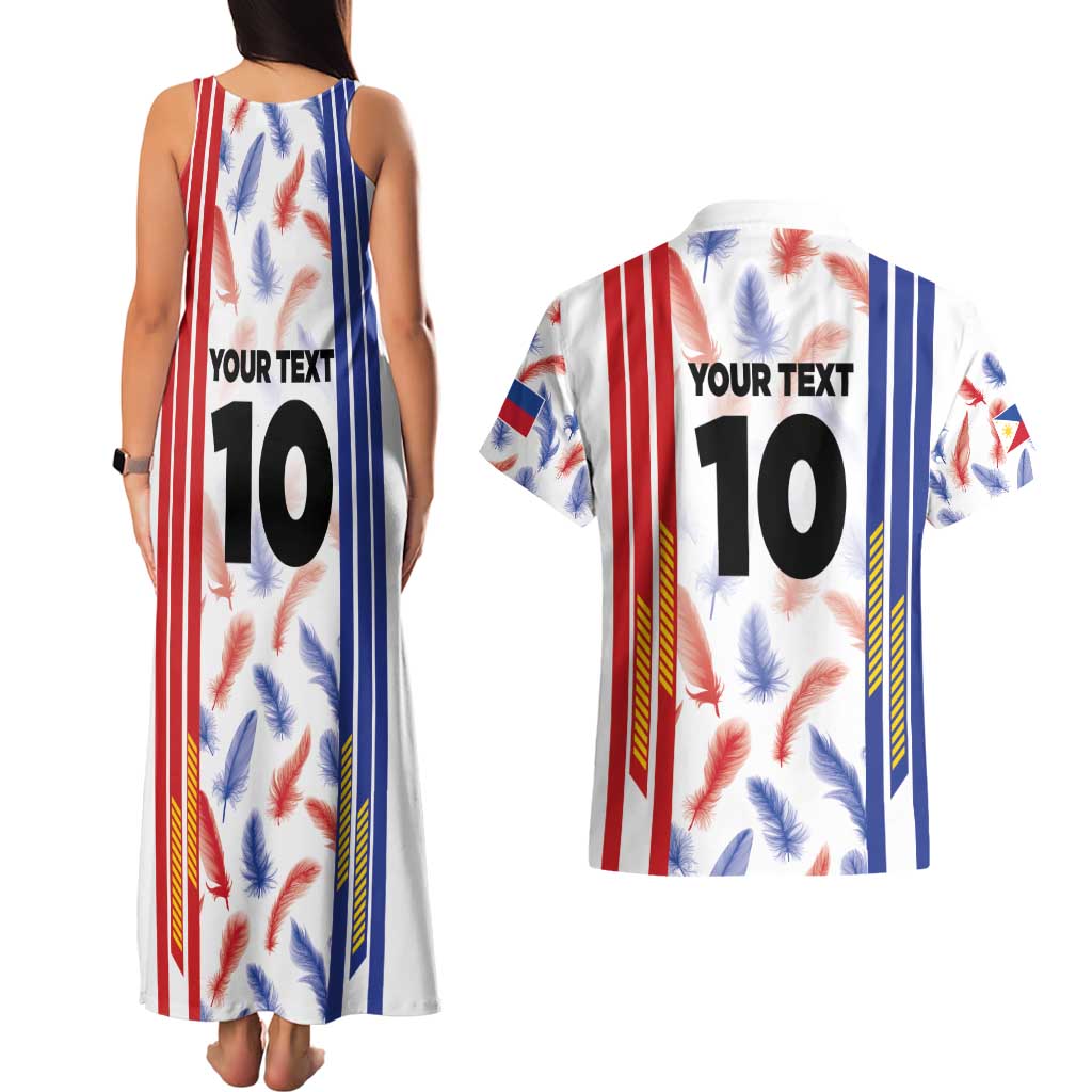Custom Philippines Champions Football Jersey Couples Matching Tank Maxi Dress and Hawaiian Shirt - Wonder Print Shop