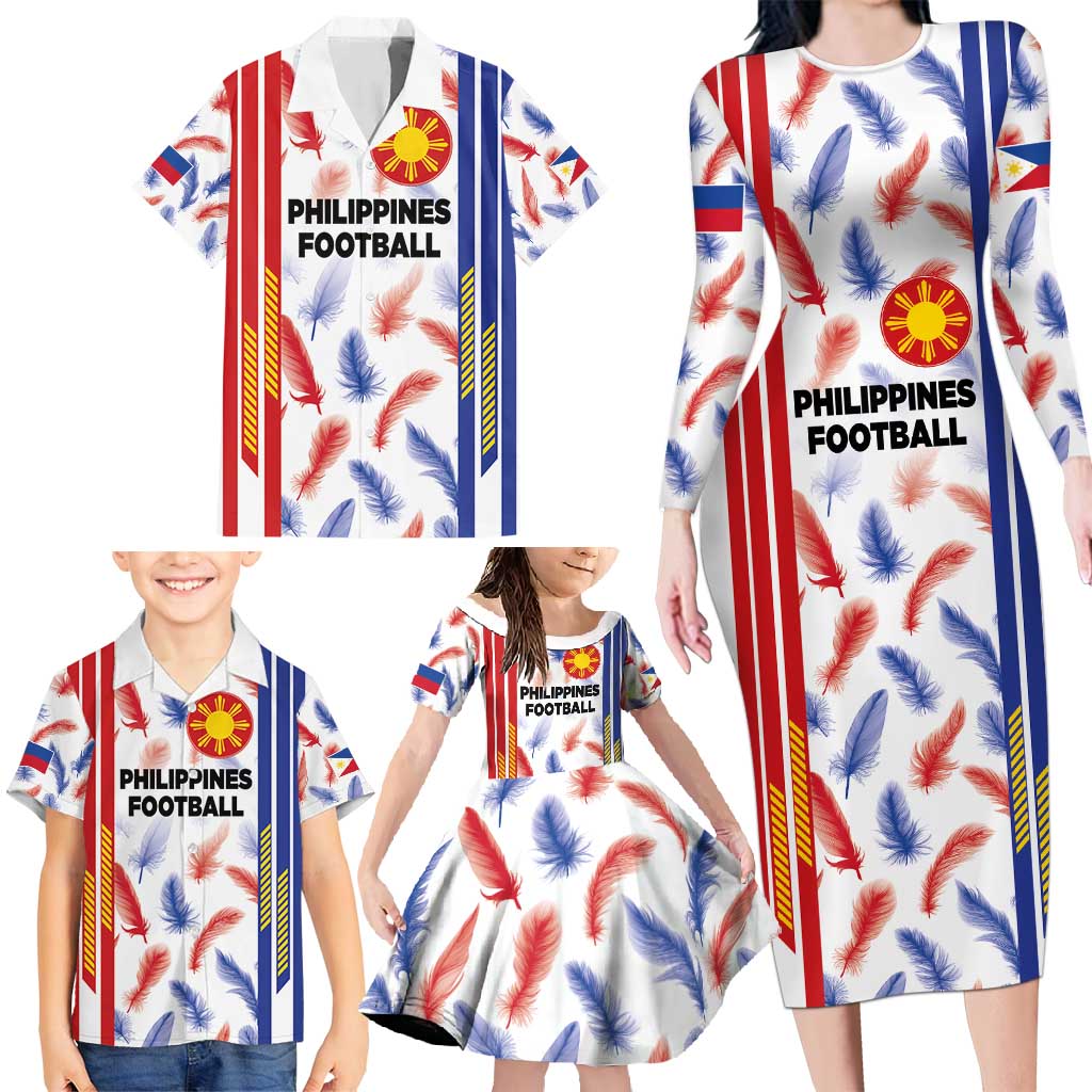 Custom Philippines Champions Football Jersey Family Matching Long Sleeve Bodycon Dress and Hawaiian Shirt - Wonder Print Shop
