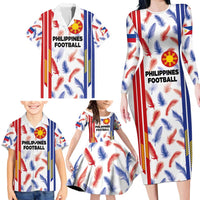 Custom Philippines Champions Football Jersey Family Matching Long Sleeve Bodycon Dress and Hawaiian Shirt - Wonder Print Shop