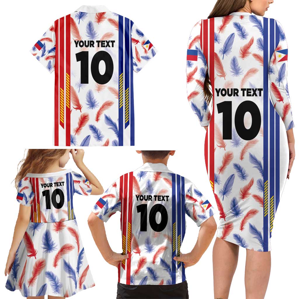 Custom Philippines Champions Football Jersey Family Matching Long Sleeve Bodycon Dress and Hawaiian Shirt - Wonder Print Shop