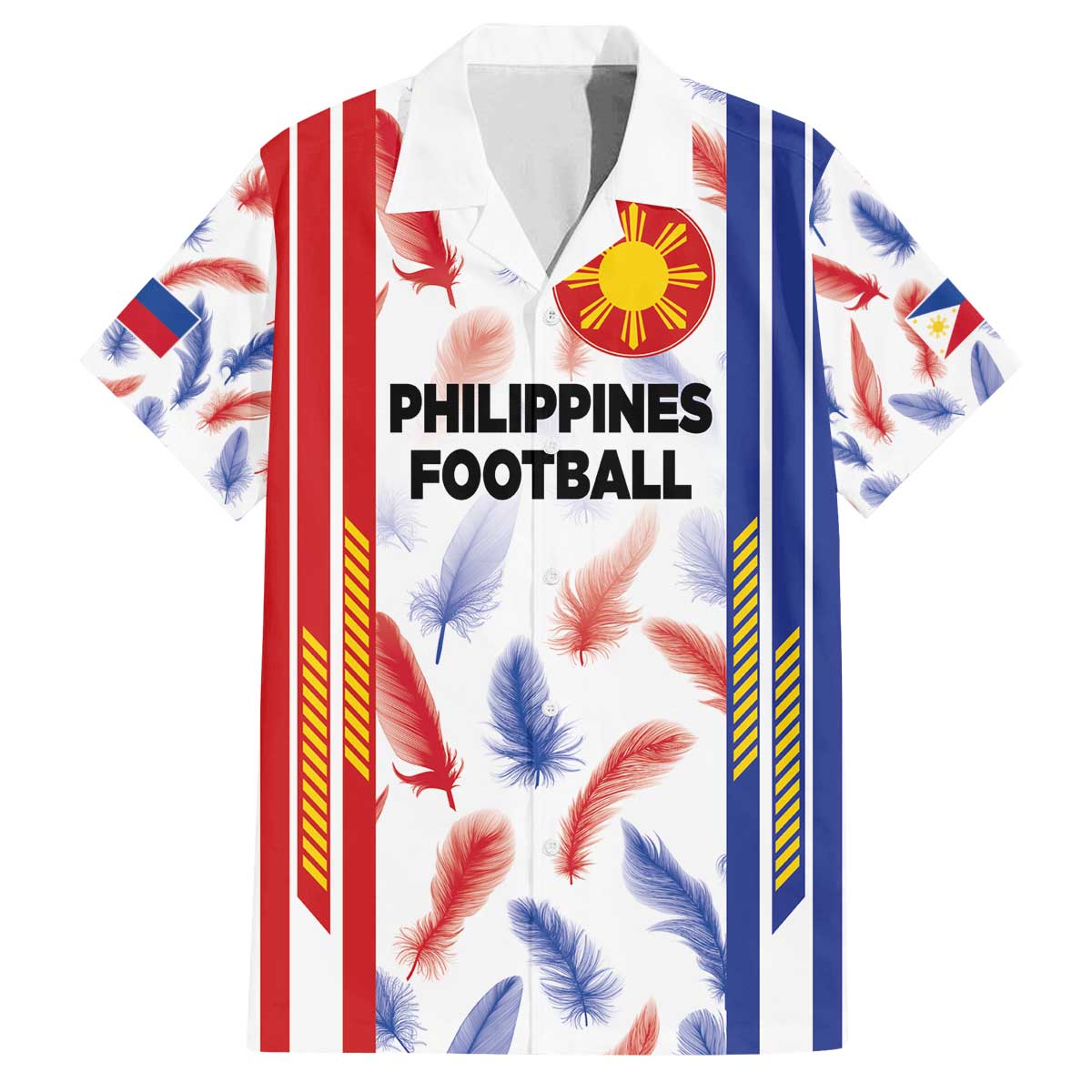 Custom Philippines Champions Football Jersey Family Matching Off The Shoulder Long Sleeve Dress and Hawaiian Shirt - Wonder Print Shop