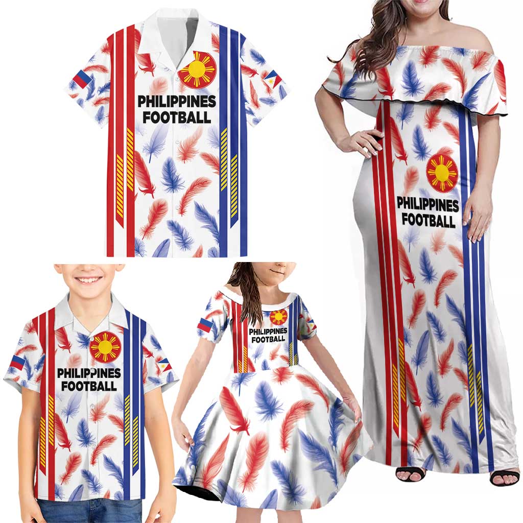 Custom Philippines Champions Football Jersey Family Matching Off Shoulder Maxi Dress and Hawaiian Shirt - Wonder Print Shop