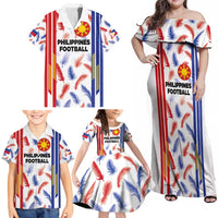 Custom Philippines Champions Football Jersey Family Matching Off Shoulder Maxi Dress and Hawaiian Shirt - Wonder Print Shop