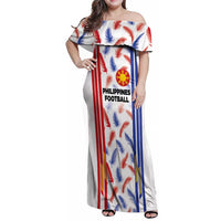 Custom Philippines Champions Football Jersey Family Matching Off Shoulder Maxi Dress and Hawaiian Shirt - Wonder Print Shop