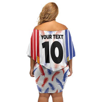 Custom Philippines Champions Football Jersey Family Matching Off Shoulder Short Dress and Hawaiian Shirt - Wonder Print Shop