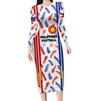 Custom Philippines Champions Football Jersey Long Sleeve Bodycon Dress - Wonder Print Shop