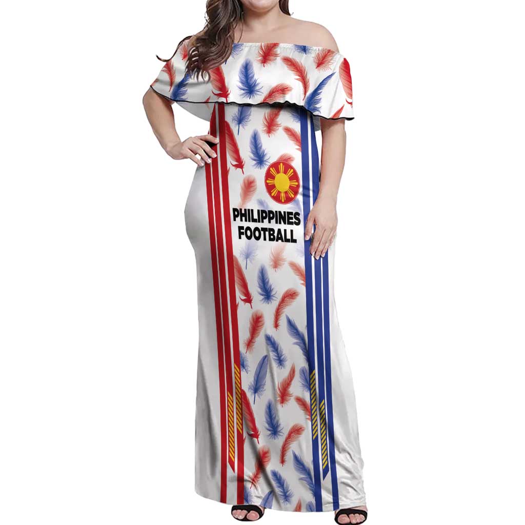 Custom Philippines Champions Football Jersey Off Shoulder Maxi Dress - Wonder Print Shop