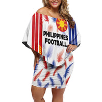 Custom Philippines Champions Football Jersey Off Shoulder Short Dress - Wonder Print Shop