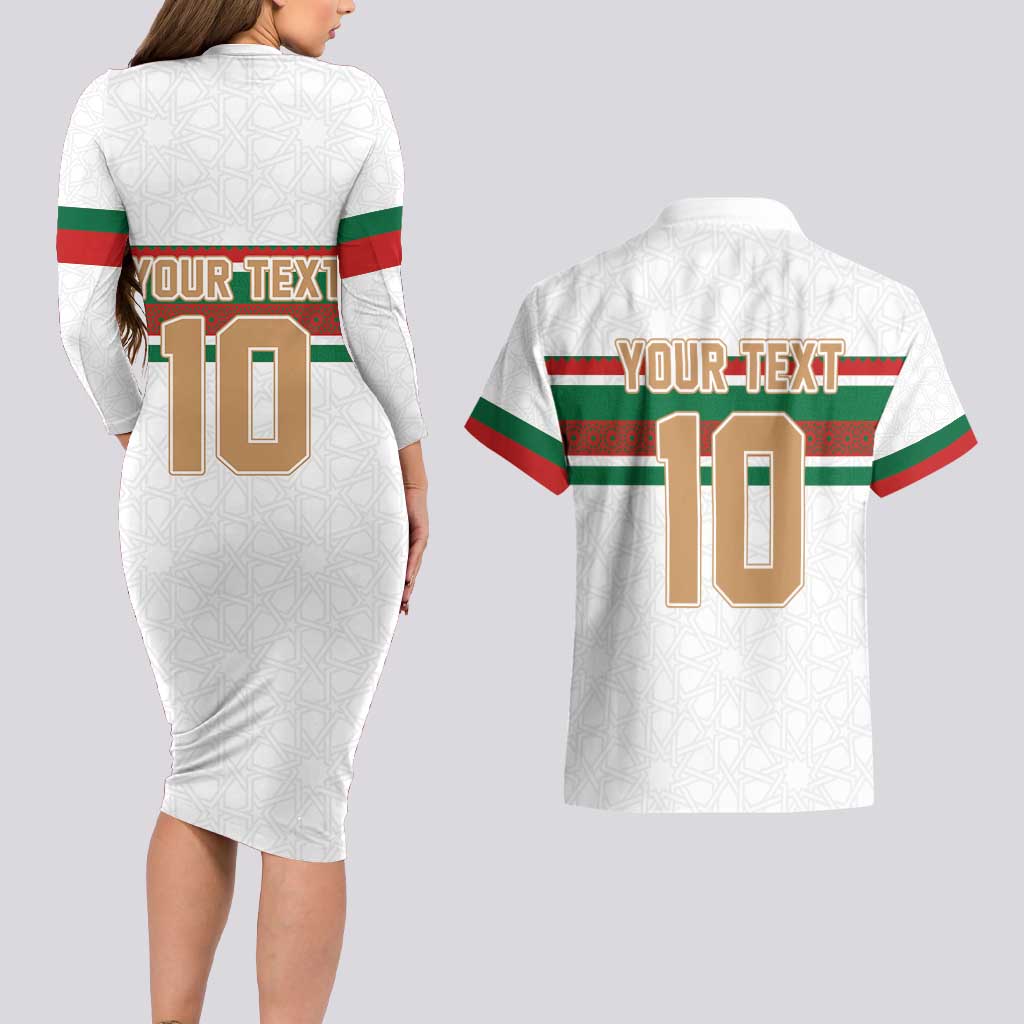 Custom Morocco Football Couples Matching Long Sleeve Bodycon Dress and Hawaiian Shirt The Roar of Atlas Lions - Wonder Print Shop