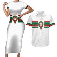 Custom Morocco Football Couples Matching Short Sleeve Bodycon Dress and Hawaiian Shirt The Roar of Atlas Lions - Wonder Print Shop
