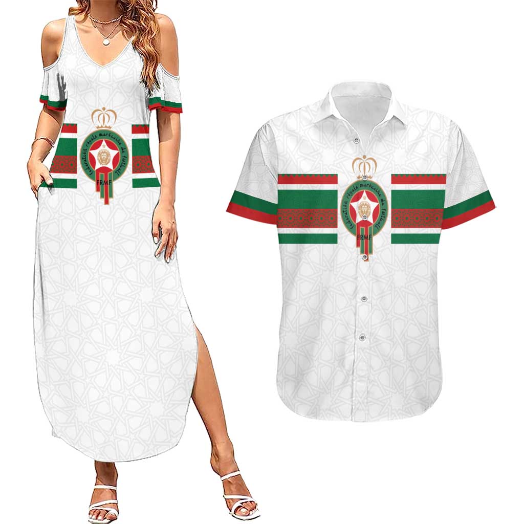 Custom Morocco Football Couples Matching Summer Maxi Dress and Hawaiian Shirt The Roar of Atlas Lions - Wonder Print Shop