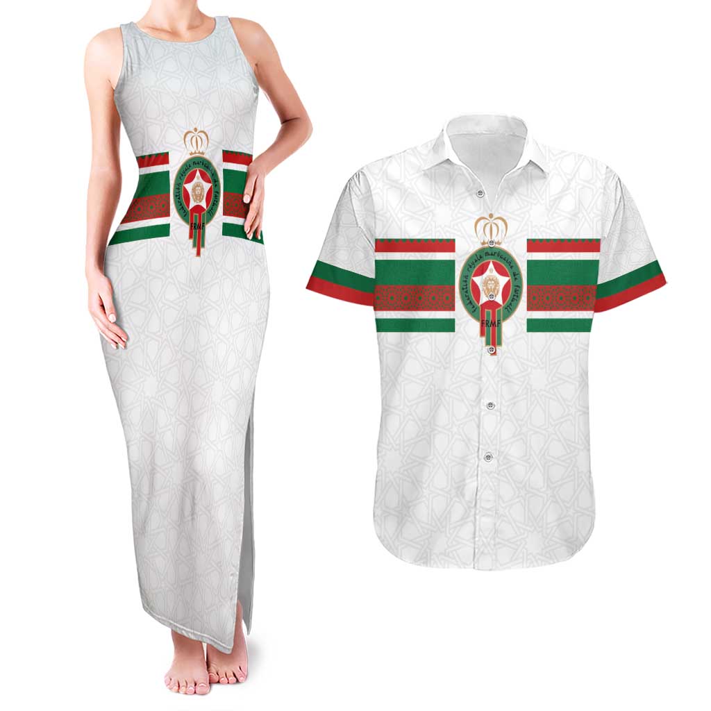Custom Morocco Football Couples Matching Tank Maxi Dress and Hawaiian Shirt The Roar of Atlas Lions - Wonder Print Shop