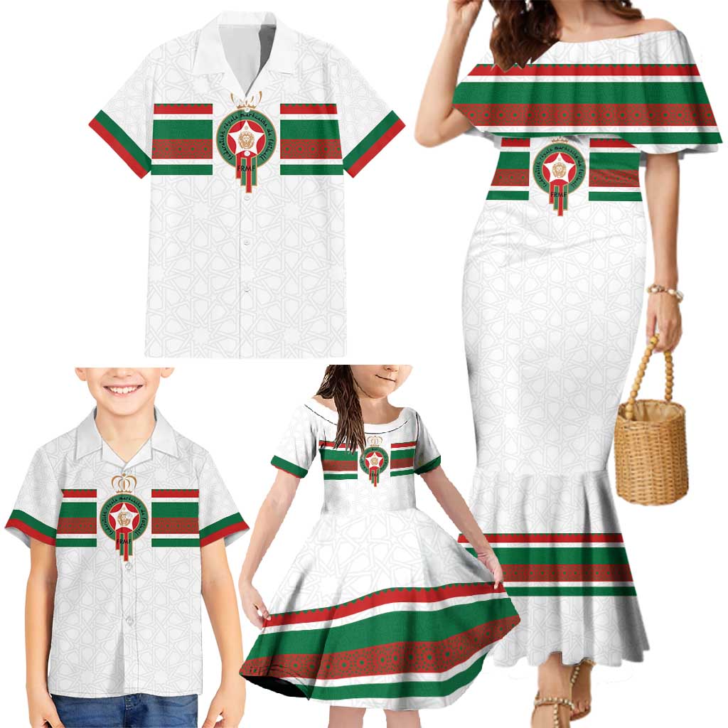 Custom Morocco Football Family Matching Mermaid Dress and Hawaiian Shirt The Roar of Atlas Lions - Wonder Print Shop
