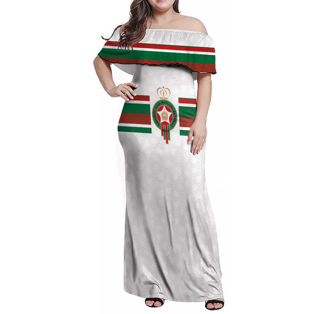 Custom Morocco Football Family Matching Off Shoulder Maxi Dress and Hawaiian Shirt The Roar of Atlas Lions - Wonder Print Shop