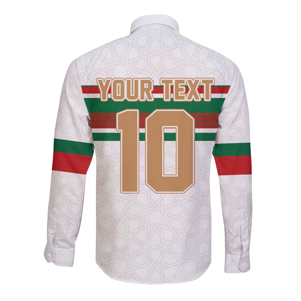 Custom Morocco Football Long Sleeve Button Shirt The Roar of Atlas Lions - Wonder Print Shop