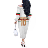 Custom Morocco Football Off The Shoulder Long Sleeve Dress The Roar of Atlas Lions - Wonder Print Shop