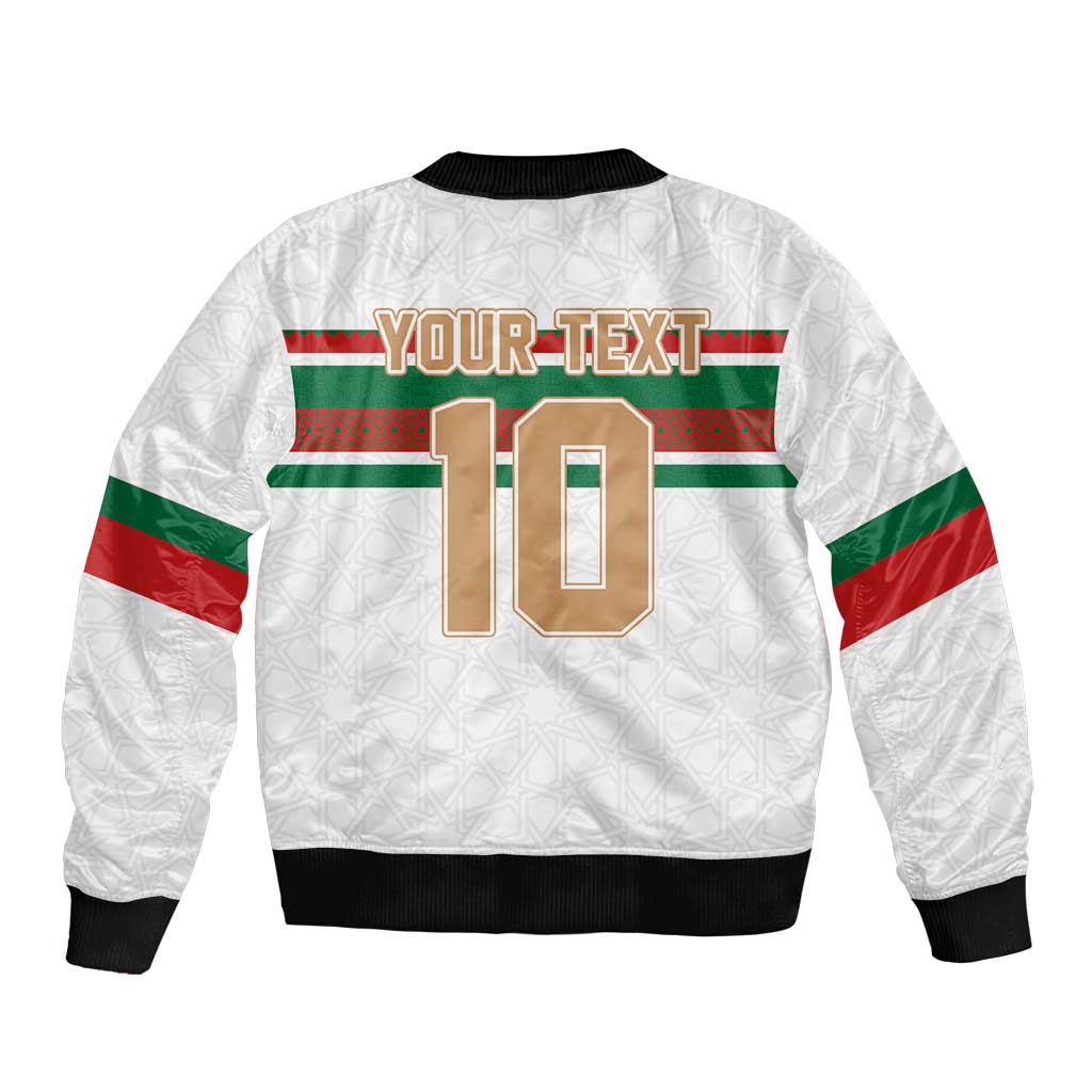 Custom Morocco Football Sleeve Zip Bomber Jacket The Roar of Atlas Lions - Wonder Print Shop