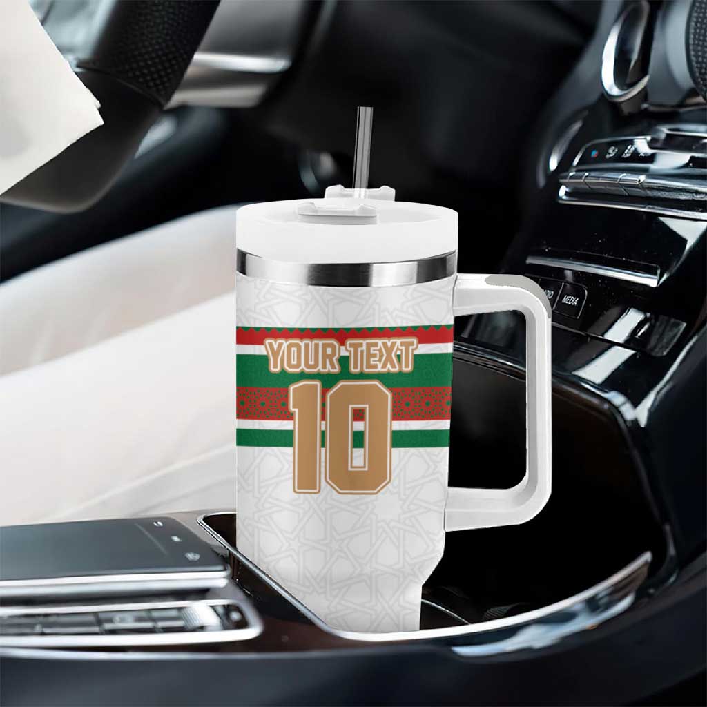 Custom Morocco Football Tumbler With Handle The Roar of Atlas Lions - Wonder Print Shop