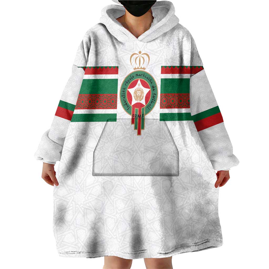 Custom Morocco Football Wearable Blanket Hoodie The Roar of Atlas Lions - Wonder Print Shop