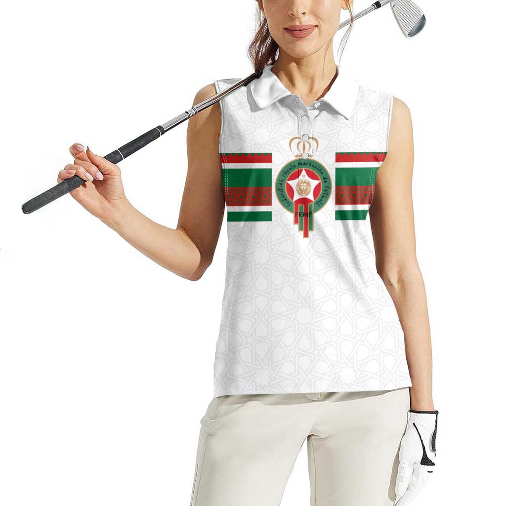 Custom Morocco Football Women Sleeveless Polo Shirt The Roar of Atlas Lions - Wonder Print Shop