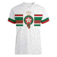 Custom Morocco Football Women V-Neck T-Shirt The Roar of Atlas Lions - Wonder Print Shop