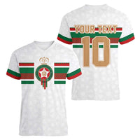 Custom Morocco Football Women V-Neck T-Shirt The Roar of Atlas Lions - Wonder Print Shop