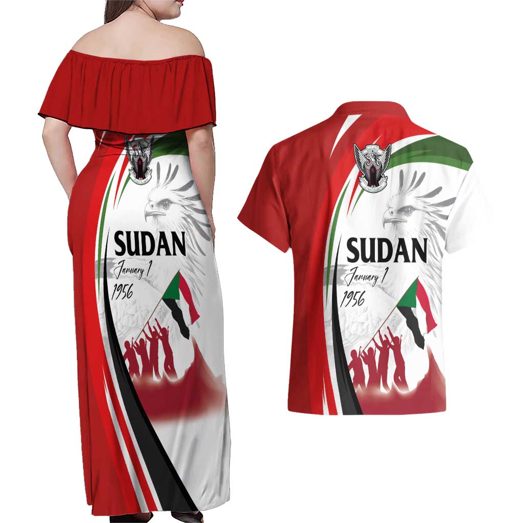 Sudan Independence Day Couples Matching Off Shoulder Maxi Dress and Hawaiian Shirt Victory is Ours - Soldiers of the Homeland - Wonder Print Shop
