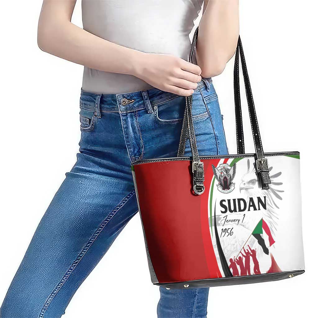 Sudan Independence Day Leather Tote Bag Victory is Ours - Soldiers of the Homeland - Wonder Print Shop