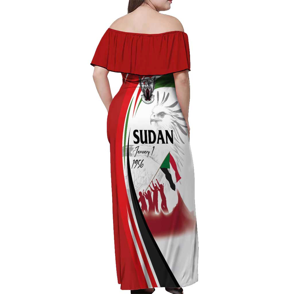 Sudan Independence Day Off Shoulder Maxi Dress Victory is Ours - Soldiers of the Homeland - Wonder Print Shop