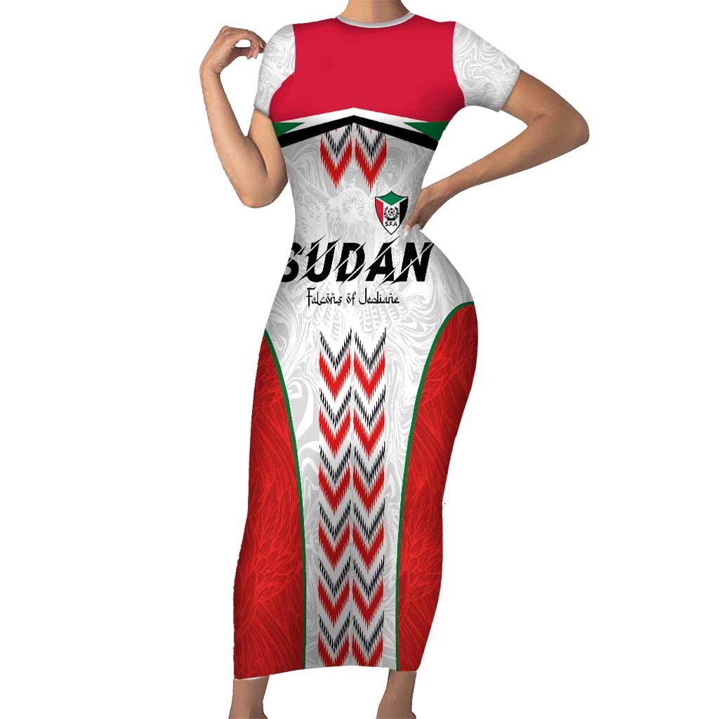 Custom Sudan Football Family Matching Short Sleeve Bodycon Dress and Hawaiian Shirt Falcons of Jediane - Wings of Victory - Wonder Print Shop