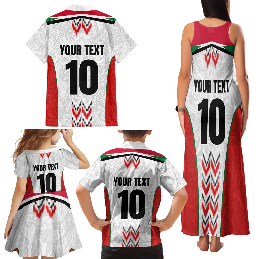 Custom Sudan Football Family Matching Tank Maxi Dress and Hawaiian Shirt Falcons of Jediane - Wings of Victory - Wonder Print Shop