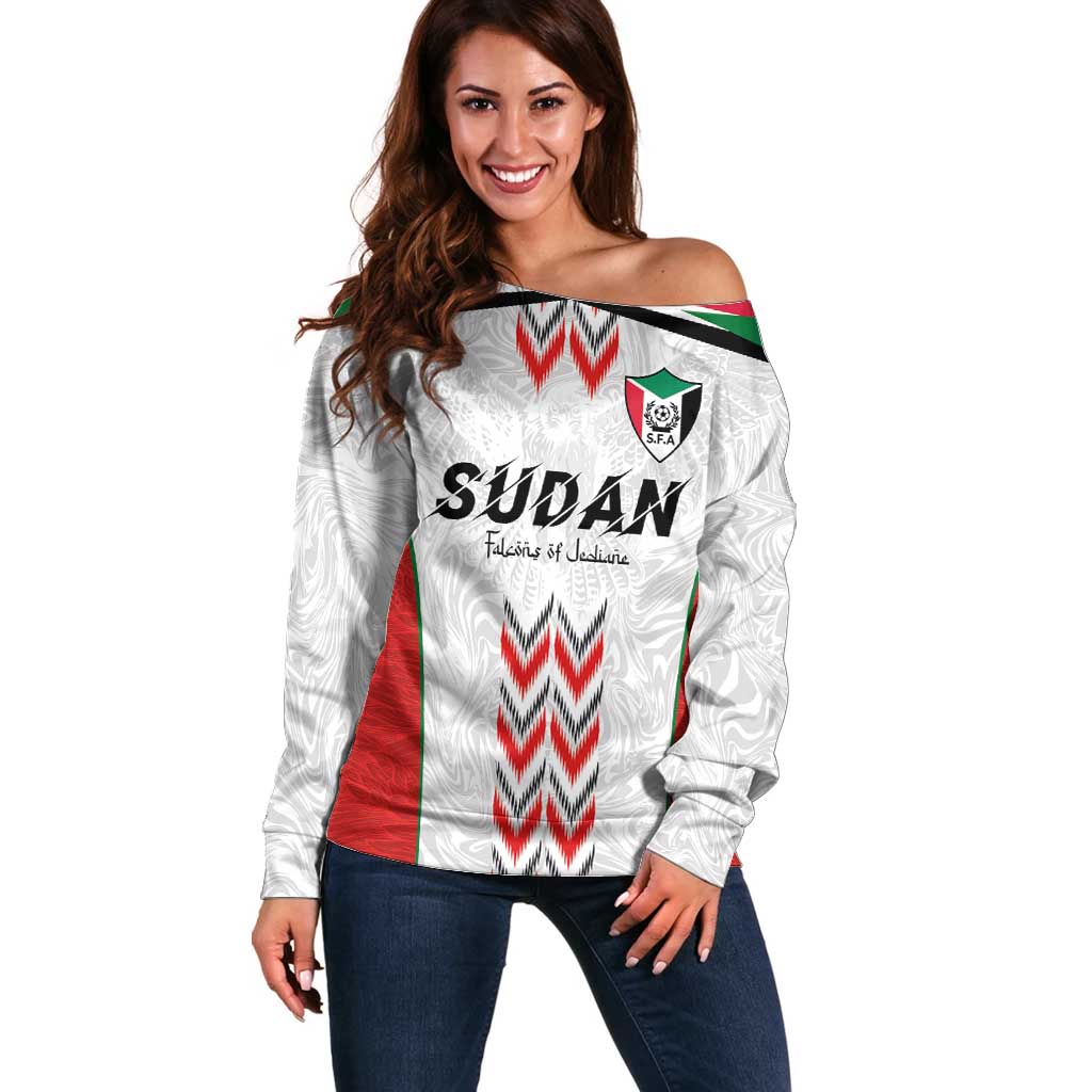 Custom Sudan Football Off Shoulder Sweater Falcons of Jediane - Wings of Victory - Wonder Print Shop