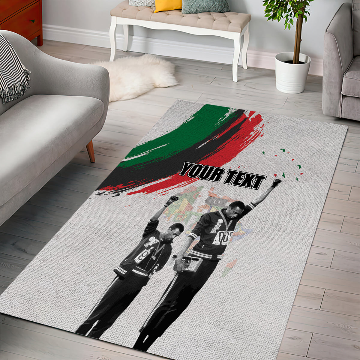 Personalized Juneteenth Freedom Day Area Rug 1968 Black Power Salute - Wonder Print Shop