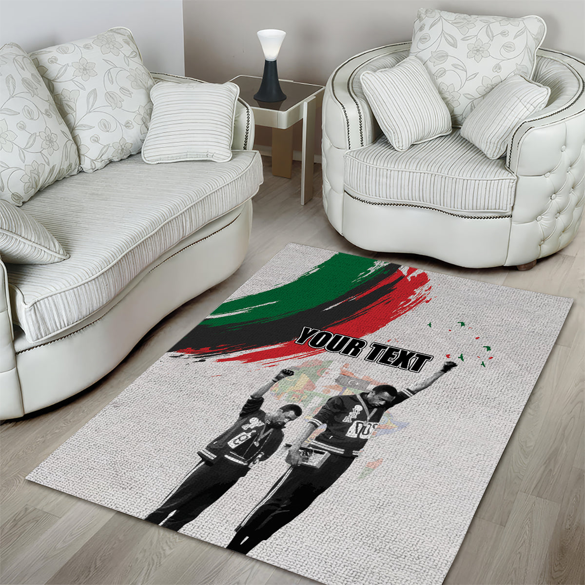 Personalized Juneteenth Freedom Day Area Rug 1968 Black Power Salute - Wonder Print Shop