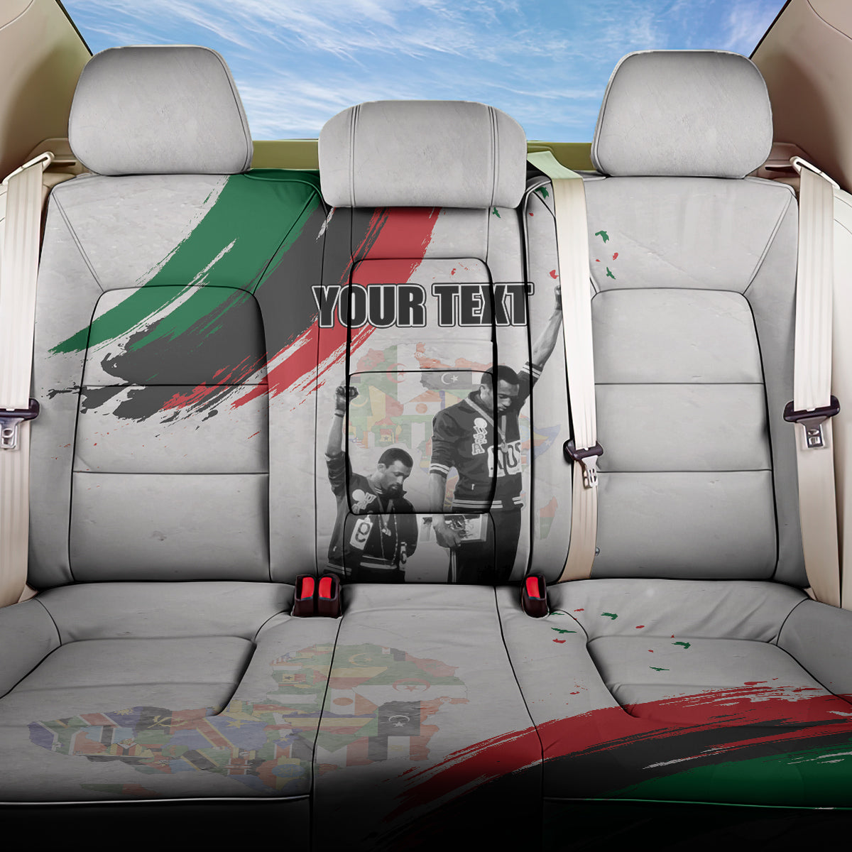 Personalized Juneteenth Freedom Day Back Car Seat Cover 1968 Black Power Salute - Wonder Print Shop
