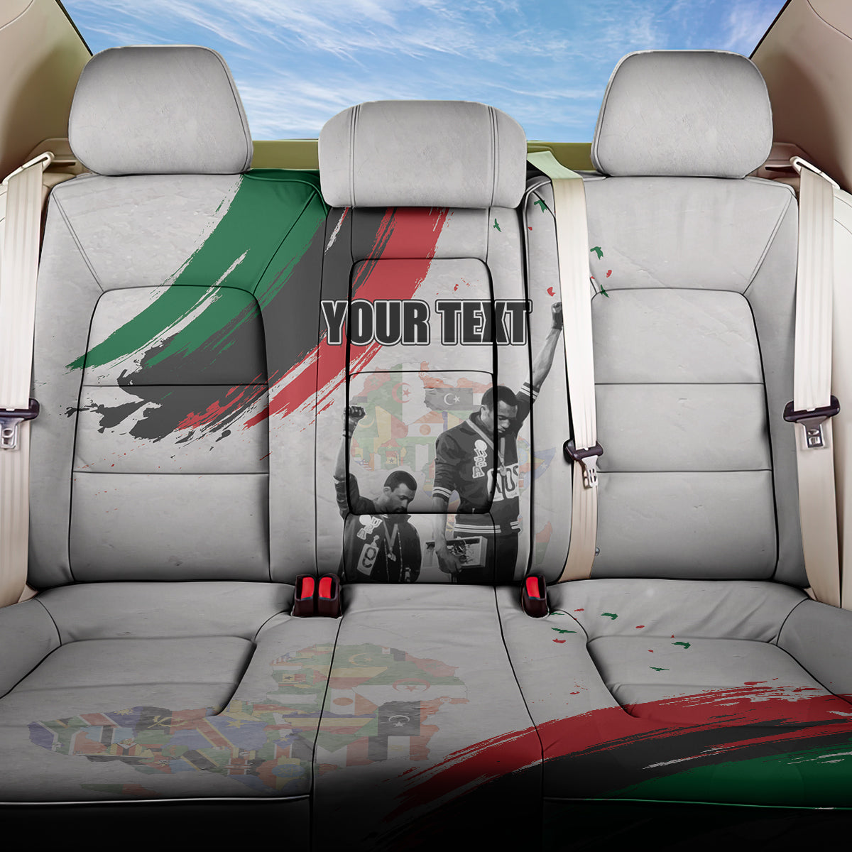 Personalized Juneteenth Freedom Day Back Car Seat Cover 1968 Olympics Black Power Salute