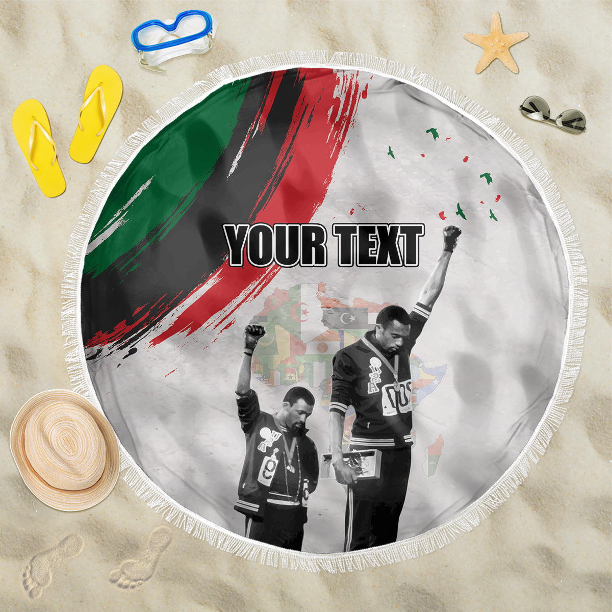 Personalized Juneteenth Freedom Day Beach Blanket 1968 Black Power Salute - Wonder Print Shop