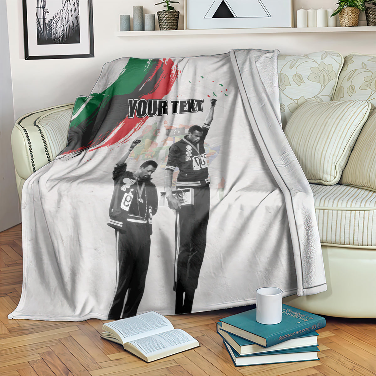 Personalized Juneteenth Freedom Day Blanket 1968 Olympics Black Power Salute