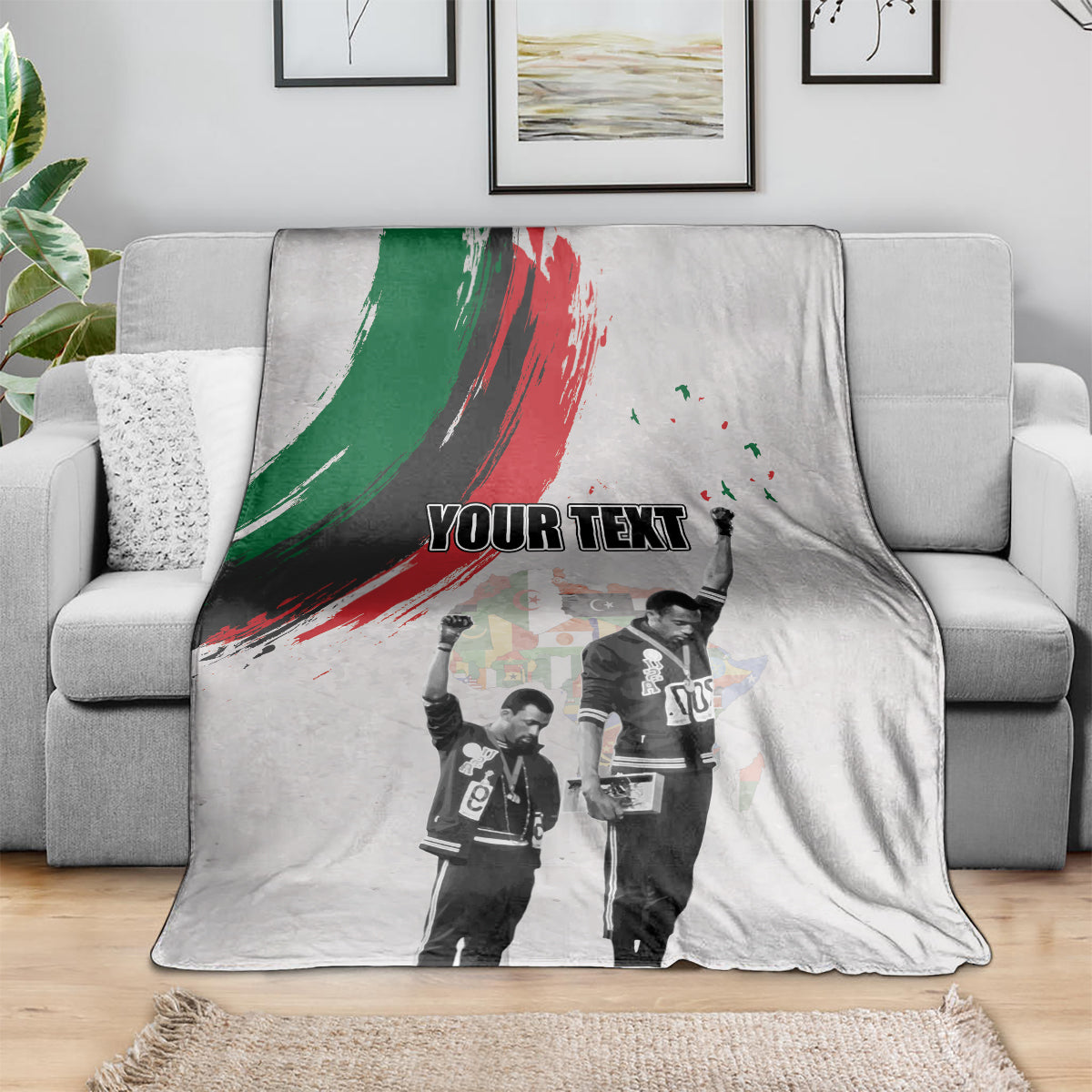 Personalized Juneteenth Freedom Day Blanket 1968 Olympics Black Power Salute