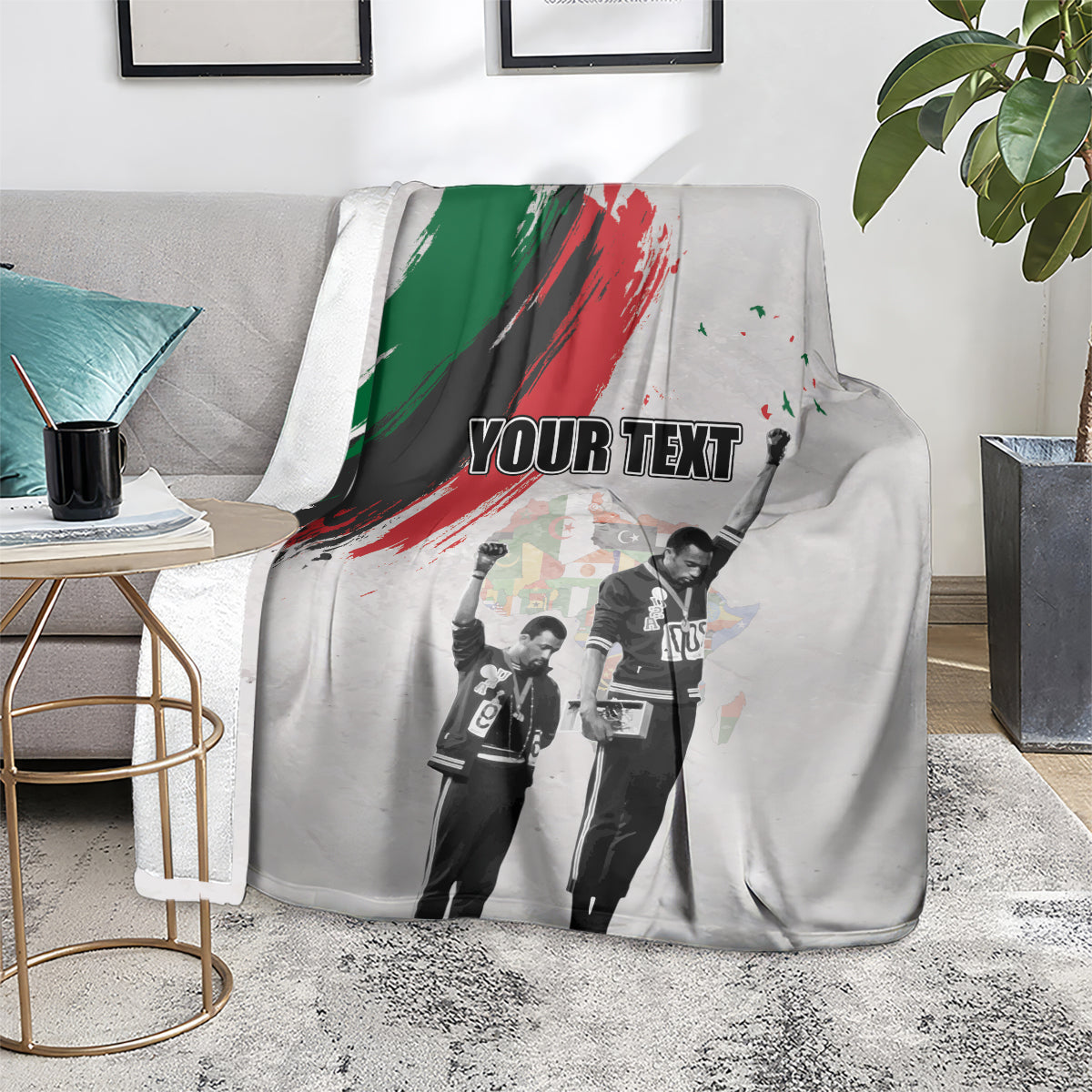 Personalized Juneteenth Freedom Day Blanket 1968 Olympics Black Power Salute