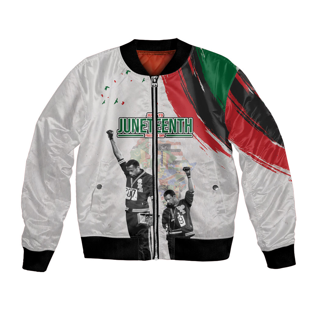 Personalized Juneteenth Freedom Day Bomber Jacket 1968 Black Power Salute - Wonder Print Shop