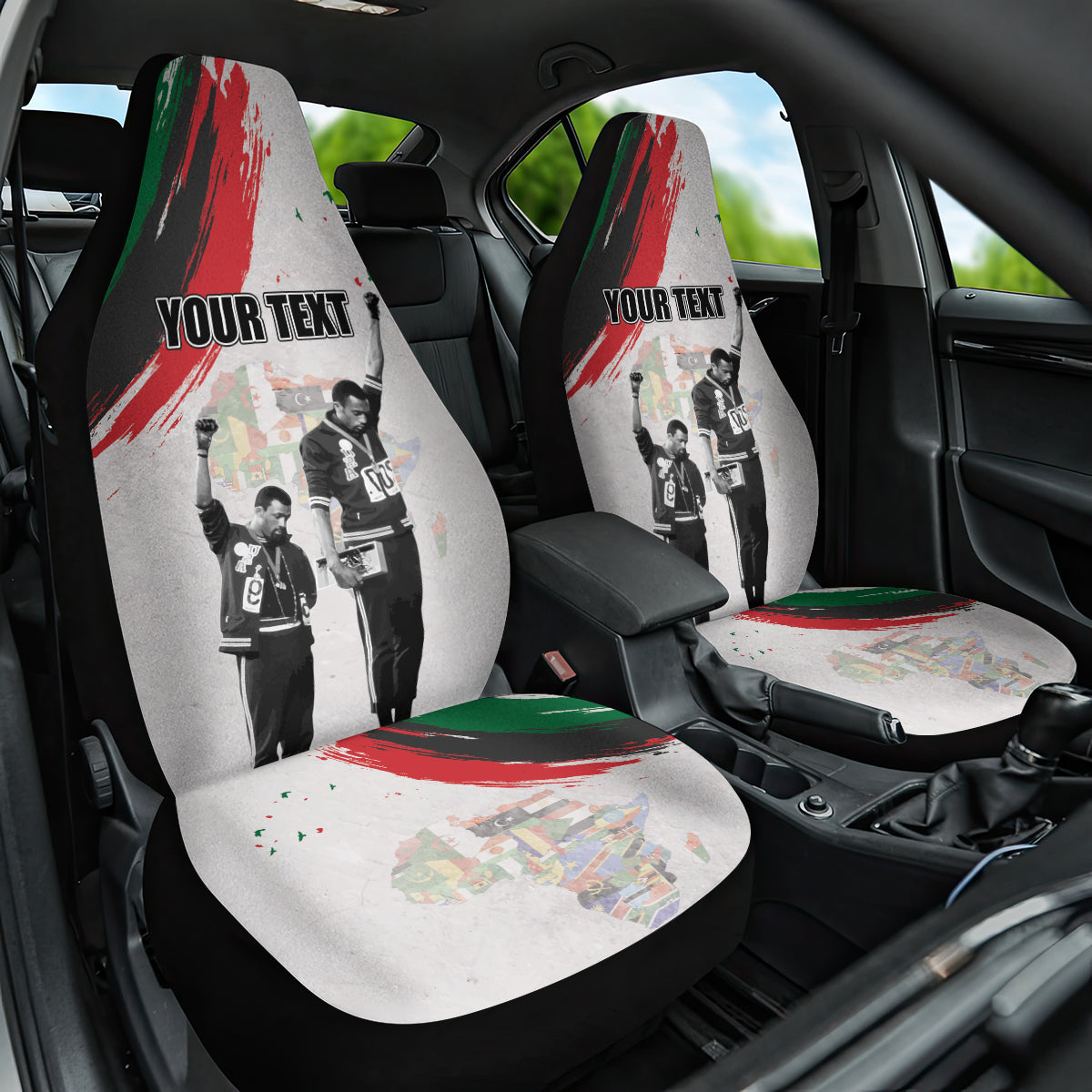 Personalized Juneteenth Freedom Day Car Seat Cover 1968 Olympics Black Power Salute