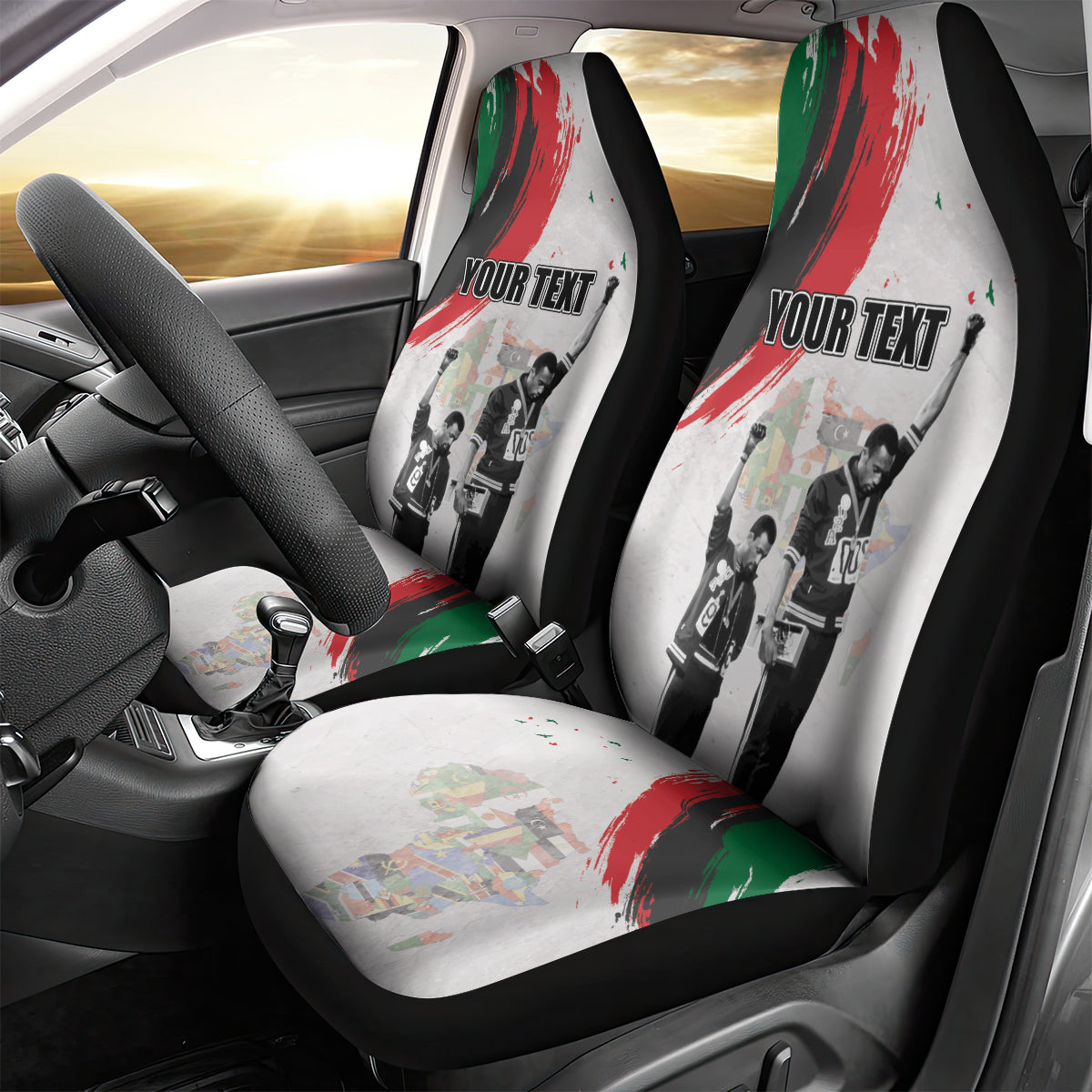 Personalized Juneteenth Freedom Day Car Seat Cover 1968 Black Power Salute - Wonder Print Shop