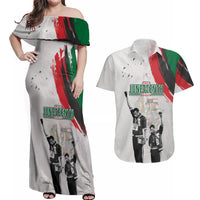 Personalized Juneteenth Freedom Day Couples Matching Off Shoulder Maxi Dress and Hawaiian Shirt 1968 Black Power Salute - Wonder Print Shop