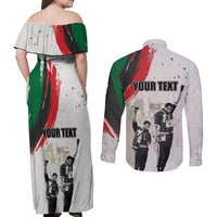 Personalized Juneteenth Freedom Day Couples Matching Off Shoulder Maxi Dress and Long Sleeve Button Shirt 1968 Black Power Salute - Wonder Print Shop