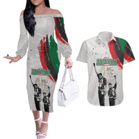 Personalized Juneteenth Freedom Day Couples Matching Off The Shoulder Long Sleeve Dress and Hawaiian Shirt 1968 Black Power Salute - Wonder Print Shop