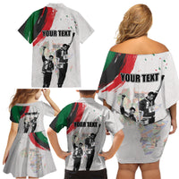 Personalized Juneteenth Freedom Day Family Matching Off Shoulder Short Dress and Hawaiian Shirt 1968 Black Power Salute - Wonder Print Shop
