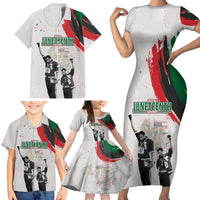 Personalized Juneteenth Freedom Day Family Matching Short Sleeve Bodycon Dress and Hawaiian Shirt 1968 Black Power Salute - Wonder Print Shop